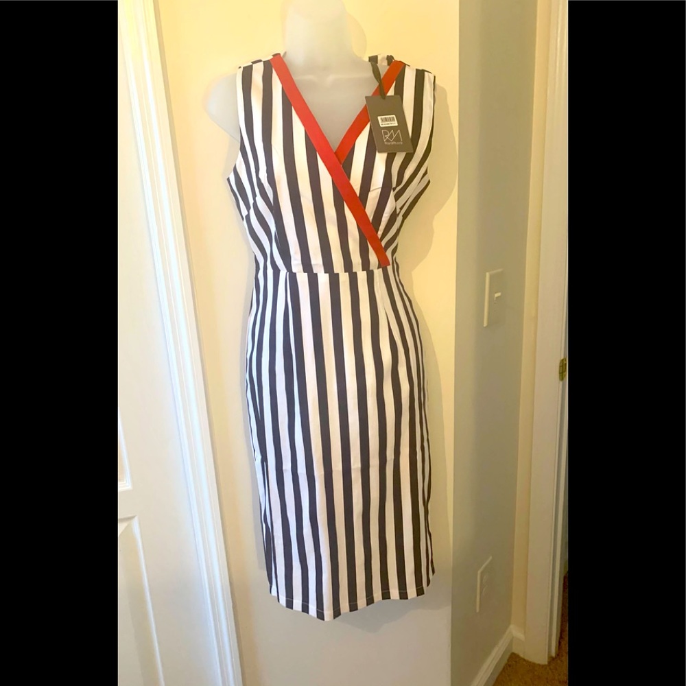 NEW WITH TAGS ROYALMONK Sleeveless Blue White Striped Dress | S